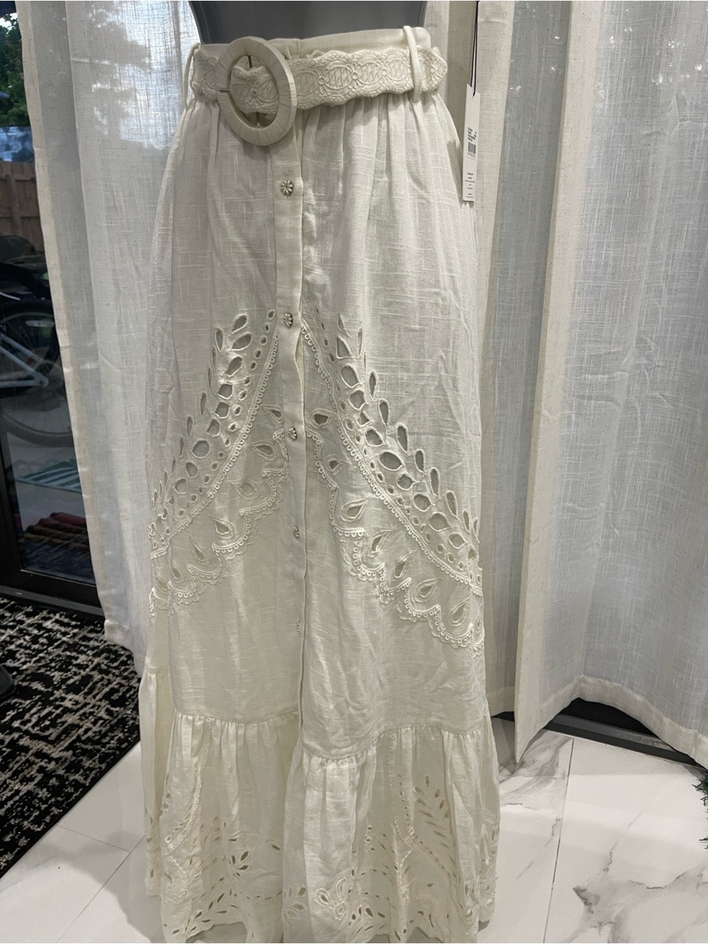Hemant & Nandita Runa Belted Maxi Skirt in Cotton-slub with belt size XS